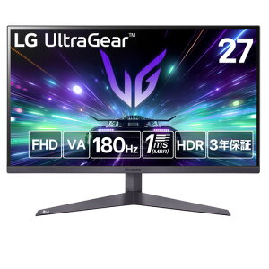 LG�G���N�g���j�N�X 27GS50FX-B LG UltraGear �Q�[�~���O���j�^�[ 27�^ VA �t��HD �m���O���A 180Hz 5ms�iGTG�j FreeSync HDR10