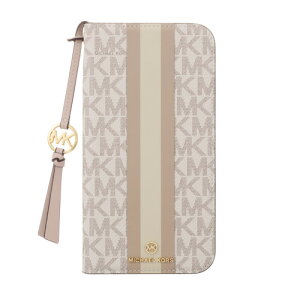 MICHAEL KORS MKSTTCVNLFLIP2467 Folio Case Stripe with Tassel Charm for Magsafe for iPhone16 Plus Vanilla