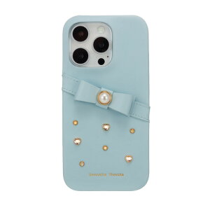 Samantha Thavasa STLBEWPWBIP24P Wrap Case with Bijou for iPhone16 Pro Light Blue