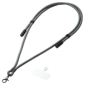 エレコム P-STSDH1CC08BK スマホストラップ ケーブル 2in1 USB Type-C to C 1.5m 首掛け / 肩掛け ブラック