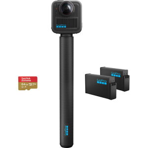GoPro CHDFZ-311-FW MAX2�{�A�N�Z�T���[�Z�b�g 360�x�J������1.2m�����|�[�� �\���o�b�e���[�A64GB SD�J�[�h�̃Z�b�g
