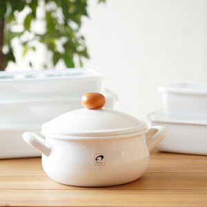 Noda Horo(野田琺瑯)POCHKA(ポーチカ)キャセロール 15cm 琺瑯/ホーロー/ホウロウ/両手鍋/IH対応/鍋/両手鍋//小鍋/コンパクト IH対応《 IH100V・200V対応 》PO-15W白 ホワイト ギフト ギフトラッピン