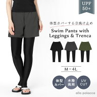 楽チン体型カバー レギンス トレンカ パンツ 一体型 水着 ボトム 単品 サーフパンツ ショートパンツ 大き…