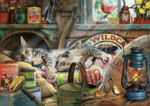 ジグソーパズル 1000ピース くつろぐネコ            海外 外国 猫 動物 ペット 可愛い キュート カントリー ディスプレイ コレクション インテリア プレゼント