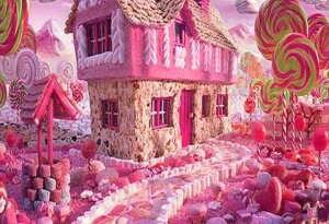 ジグソーパズル 1000ピース  お菓子の家            海外 外国 風景 ピンク おとぎ話 ファンタジー ポップ キュート ディスプレイ コレクション インテリア プ