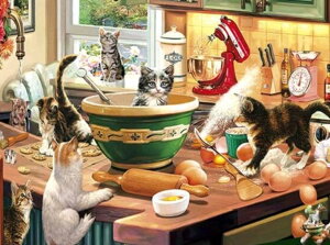 ジグソーパズル 1000ピース  いたずら            海外 外国 猫 ペット 動物 イラスト キュート ディスプレイ コレクション インテリア プレゼント ギフト