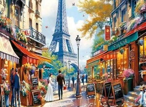 ジグソーパズル 1000ピース ある日のパリ             海外 外国 エッフェル塔 街並み スタイリッシュ 風景 ディスプレイ コレクション インテリア プレゼント