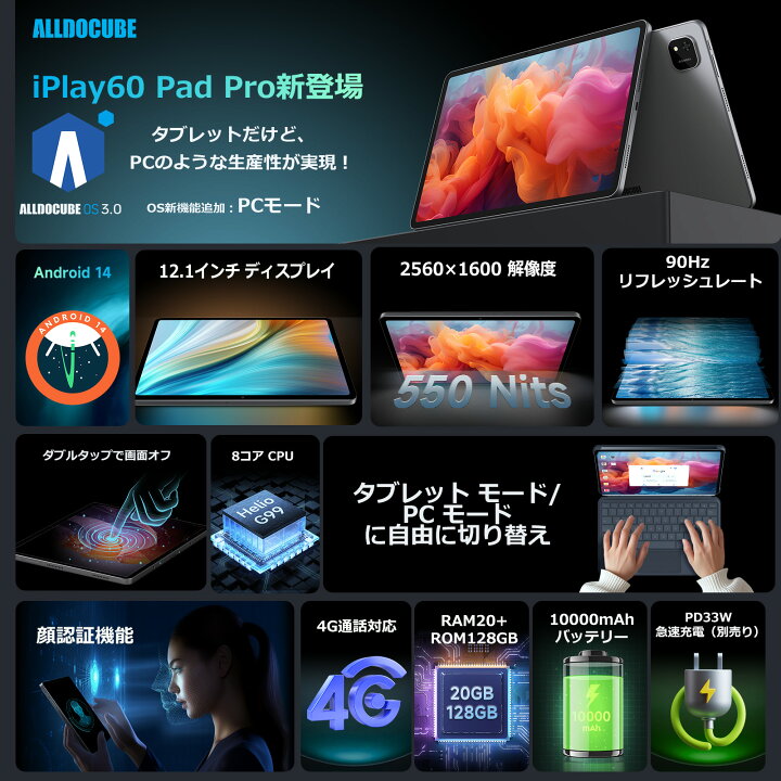 楽天市場】【クーポンで23,999円&P5倍】タブレット 12インチ iPlay60 