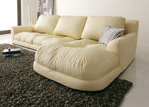 【10/30(木)8〜13時限定 ポイント2倍+LINEクーポン】フロアソファ フロアカウチソファ レザータイプ 右コーナーセット 3P 送料無料