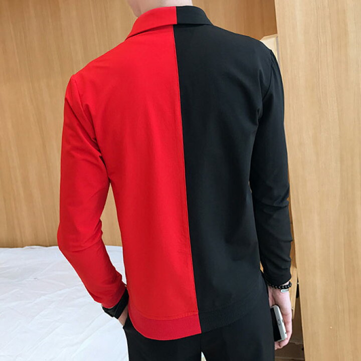 楽天市場 シャツ メンズ バイカラー 長袖 シャツ ワークシャツ シャツジャケット インポート スリム 細身 シルエット 送料無料 秋 冬 新作 30代 40代 個性的 V系 ヴィジュアル系 ホスト スーツ ホストスーツ 衣装 ストリート系 モード系 韓国 ブラック 黒 レッド 赤