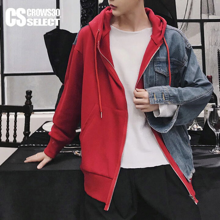 楽天市場】Gジャン メンズ デニムジャケット パーカー バイカラー  