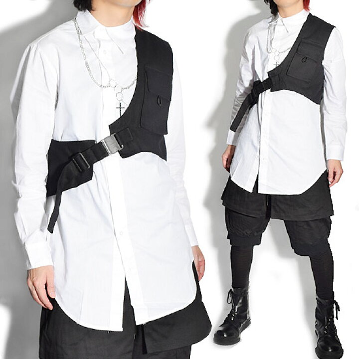 楽天市場 ベスト メンズ モード系 ベスト メンズ ジレベスト アシンメトリー ブラック 黒 お兄系 V系 ヴィジュアル系 ホスト 送料無料 夏 春 秋 新作 個性的 モード系ファッション 衣装 ブランド Allegro アレグロ レディース ユニセックス Alcw Alleglo クローズ