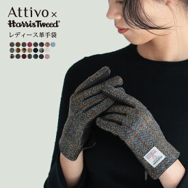 手袋 レディース 本革 スマホ対応 ハリスツイード 革手袋 レディース 羊革 ラムスキン Attivo/Harris Tweed [26柄/3サイズ] [ATHT02] 革 レザー スマートフォン対応 おしゃれ チェック タータンチェック ギフト プレゼント 20代 30代 40代 50代 60代 人気