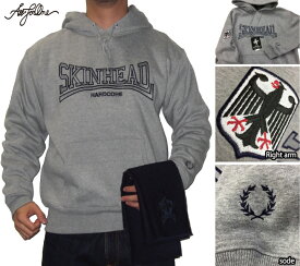 【AFO】SKINHEAD HARDCORE PULL OVER HOODIE / スキンヘッド ハードコア パーカー【グレー】限定 受注生産 スキンズ skins スキンヘッズ パンク