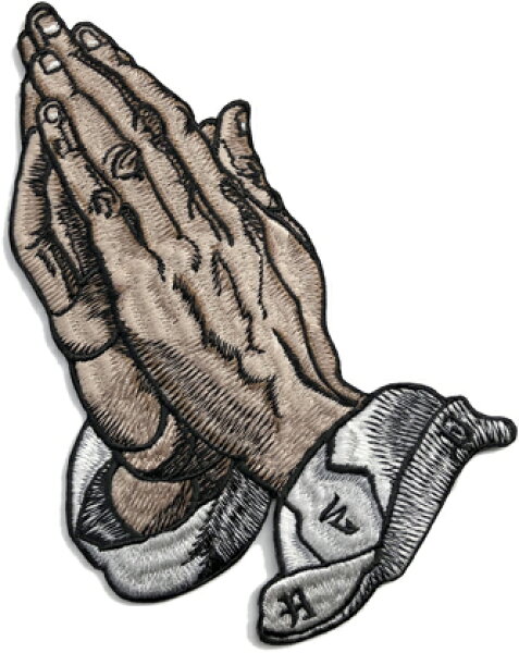 高密度総刺繍【AFO】PRAY HAND WAPPEN プレイハンド ワッペン シシュウ 刺繍 アイロン接着