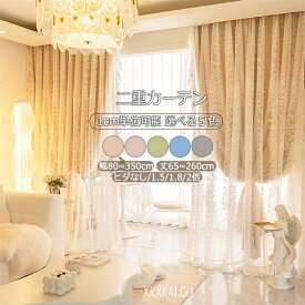 カーテン 幅80-350cm 丈65~255cm 1枚 姫系カーテン 遮光 断熱 省エネ 節電 レース一体型 二重カーテン 姫カーテン 可愛い ダブルカーテン リビング ベッドルーム 寝室 新居 一人暮らし 新生活 応援