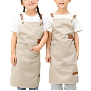 エプロン 子供 全綿 防水 防汚 絵を描く 手作り 保育士 保育園 ロング丈 ゆったり 柔らかい リネン コットン シンプル FREE