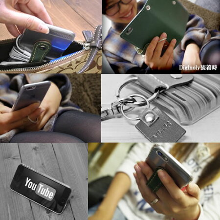 iPhone6Plusケーススマホバンド本革栃木レザー落下防止サポートリングベルトスマホケース主要機種全機種対応片手操作楽々スマホスタンドalwaysonehandかわいい人気ブランドおもしろ個性的