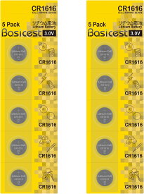 Basicest CR1616 コイン形電池 3V 1616 リチウム ボタン電池 (10個)