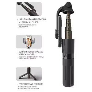 L10 自撮り棒 三脚付き Bluetooth リモコン付き 軽量 ミニ 折りたたみ式 スマホ三脚 ステンレス製 360度回転 伸縮式 セルフィースティック 持ち運び便利 iPhone Android 対応 Oneder