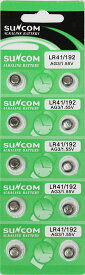 [ボタン電池] SUNCOM LR41 192 10個セット 1シート アルカリタイプ (AG3 192 392 384 D392 LR736 L73相当品) 体温計 電子機器など(at_1218-10)Y