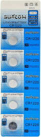 SR [定形 送料込][ボタン電池] SUNCOM リチウム電池 3V CR1220 1シート 電卓や時計携帯ゲーム機・カード型リモコンなど様々な用途に（3220-05)