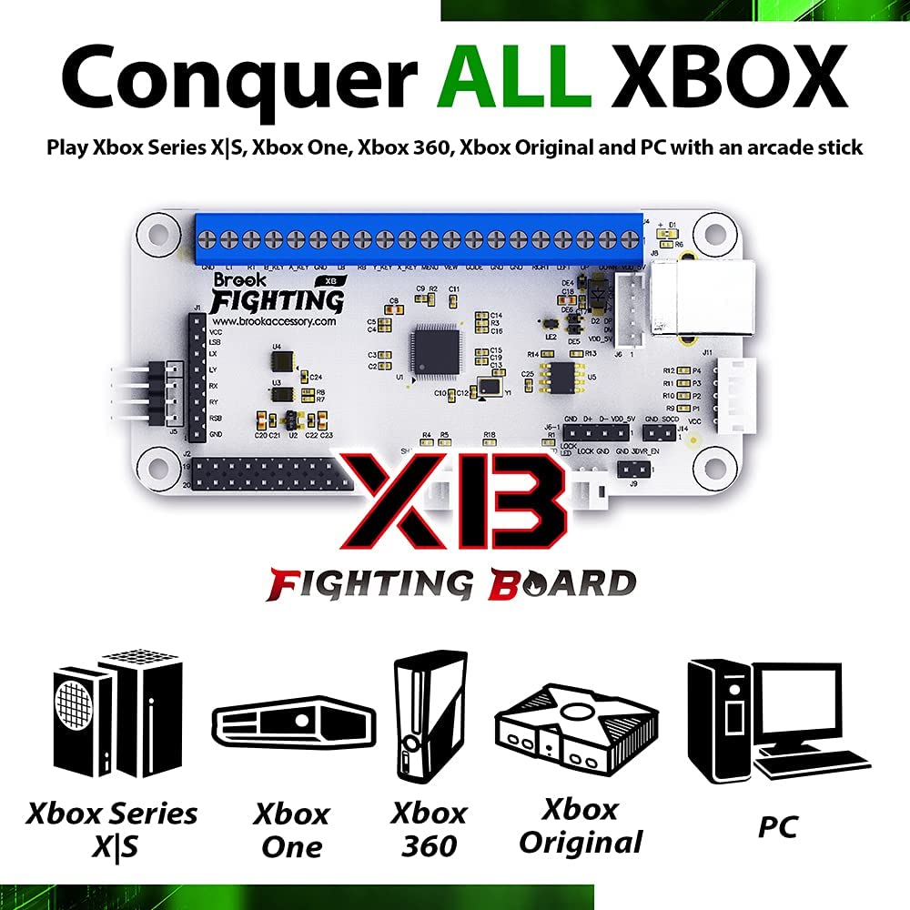 SR [送料無料][Brook] XB Fighting Board XBファイティングボード アーケードコントローラー用変換基板Xbox  SeriesX S XboxOne Xbox360 XBox Original PCゲームコンソールへの対応  簡単DIYセッティング専用ソフトウェアに対応 (at_4232-00) テレビゲーム