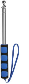 伸縮ポール 手旗棒 旗紐 取付用金具 付き アルミ製 伸縮式ポール 120cm 青/ブルー (2933-BL)