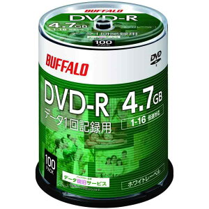�y�z �o�b�t�@���[ �f�[�^�p DVD-R 1��L�^�p 4.7GB 100�� �X�s���h�� �Ж� 1-16�{�� �z���C�g���[�x�� RO-DR47D-100PW/N