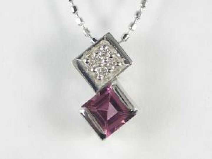 楽天市場】K18WGダイヤ/ロードライトガーネット ペンダント ネックレス  