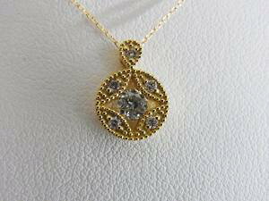 K18 0.20ctダイヤ 丸型ペンダントネックレス10P03Dec16【楽ギフ_包装】