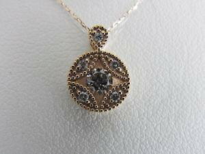 K18PG 0.20ctダイヤ 丸型ペンダントネックレス10P03Dec16【楽ギフ_包装】