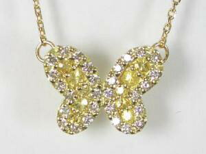 K18YG イエローゴールドイエローサファイア/ダイヤバタフライ ペンダント ネックレス10P03Dec16【楽ギフ_包装】