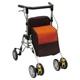 島製作所 シンフォニーSPスリム オレンジ／BR 歩行車 杖立て付 歩行器 高齢者 老人 介護用