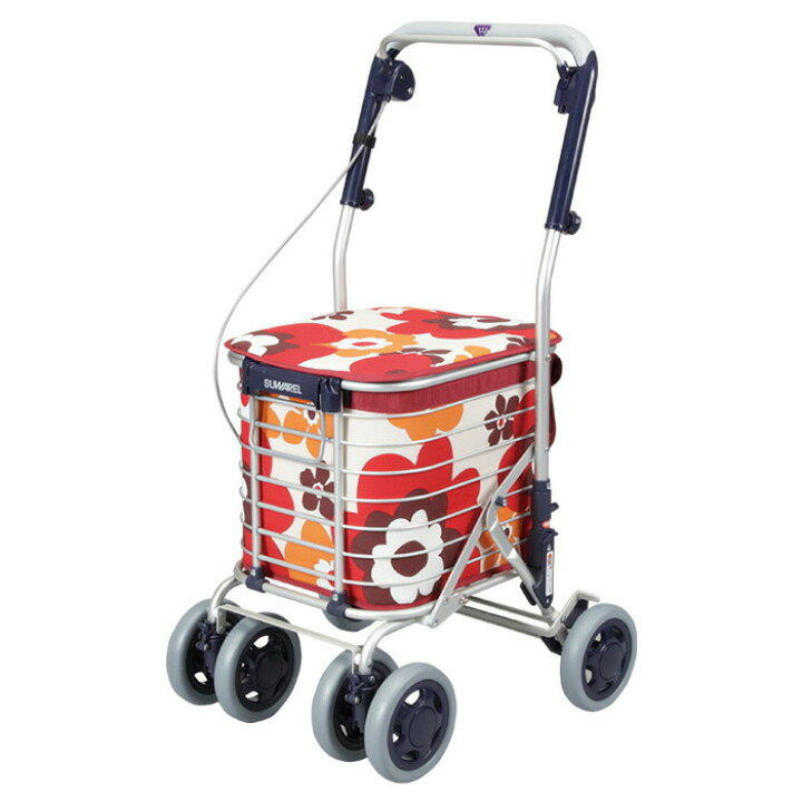 楽天市場】ユーバ産業 ショッピングカート スワレル 花柄レッド 4輪 