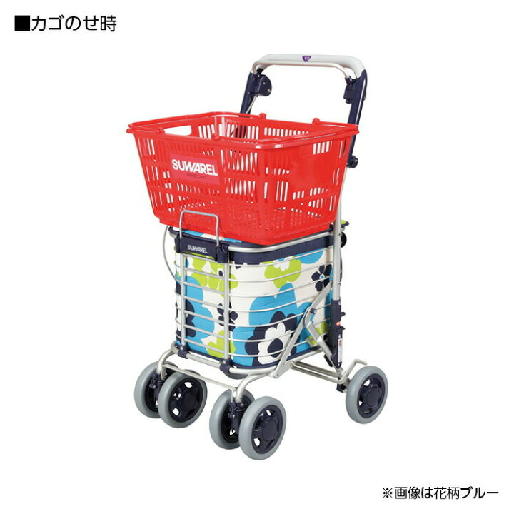 楽天市場】ユーバ産業 ショッピングカート スワレル 花柄レッド 4輪 