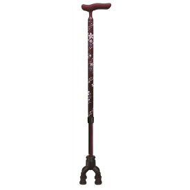 島製作所 四点可動式 杖 オン・オフさん 桜エンジ 77MC-C5 可動・固定切替可能な杖 高齢者 老人 介護 ステッキ