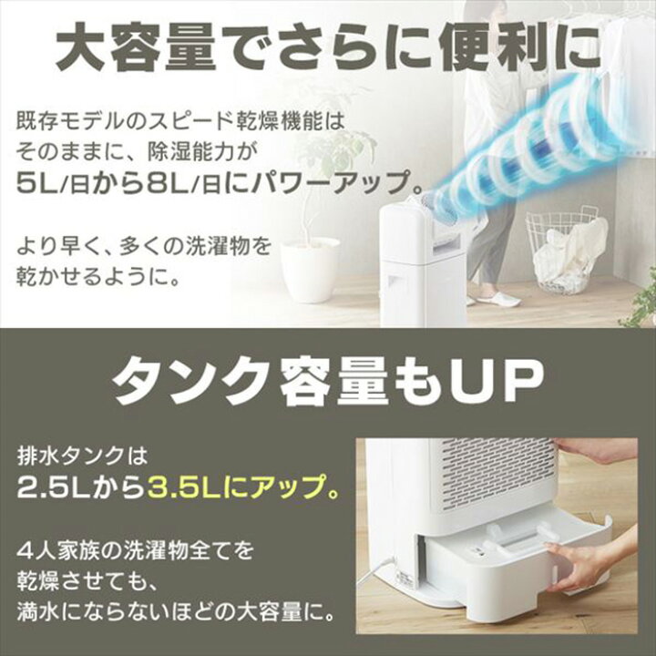 楽天市場】アイリスオーヤマ サーキュレーター 衣類乾燥除湿機 8L IJDC  