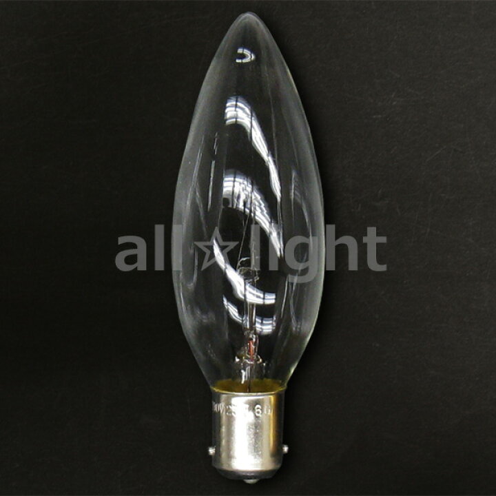 アサヒ シャンデリア電球（海外口金） Ｂ１５Ｄ口金 クリヤー ４０Ｗ C32 B15D 100/110V-40W(C) オールライト