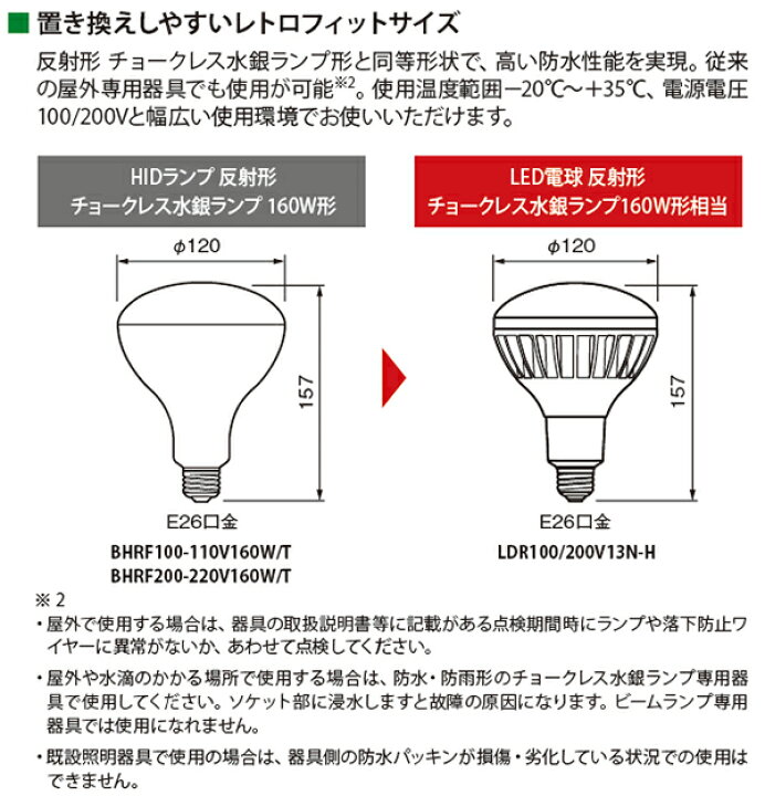 楽天市場】東芝 LED電球 反射形 チョークレス水銀ランプ形 昼白色  