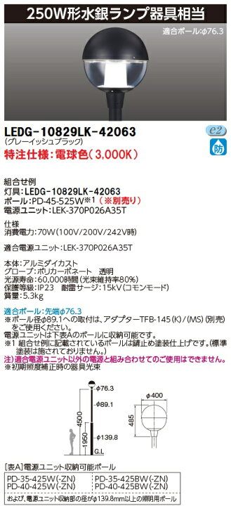 楽天市場】東芝 LED街路灯 灯具 全周配光タイプ 250W形水銀 