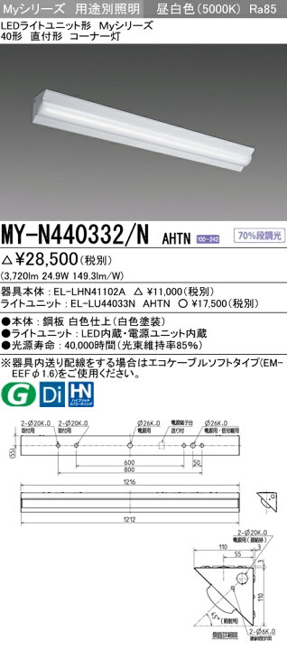 楽天市場】三菱 LED照明器具 LEDライトユニット形ベースライト（My 