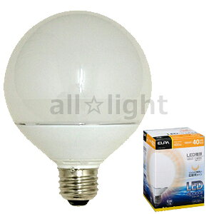 ELPA エルパボール LED電球 G95ボール電球形 G95(外径95mm) 広配光タイプ 5.0W 電球色相当 E26口金 400lm ボール電球40W形相当 LDG5LGG201