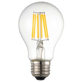 オーム電機　LED電球　LEDフィラメントタイプ電球　一般電球形　クリアタイプ　調光器対応　一般球60形相当(60W形相当)　電球色　6．3W　全光束830lm　E26口金　全方向タイプ　LDA6LDC6
