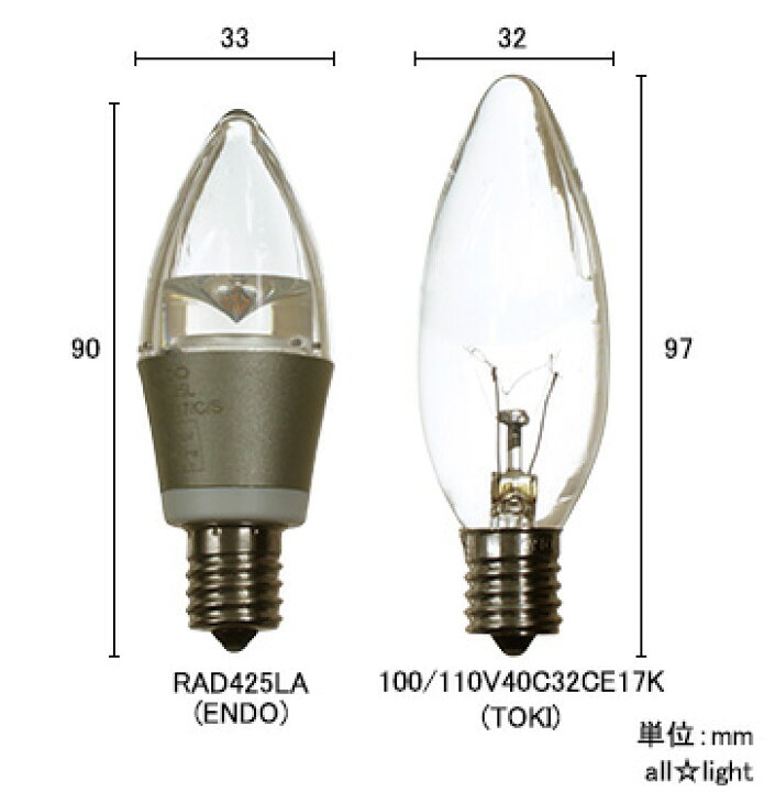 楽天市場】ENDO LEDZ LAMP LED電球 シャンデリア電球形 