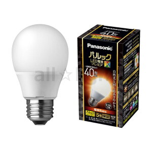パナソニック LED電球 一般電球タイプ プレミアX 全方向タイプ 高演色(Ra90) 40形相当(40W形相当) 電球色(2700K) 485lm 4.9W E26口金 LDA5LDGSZ4F