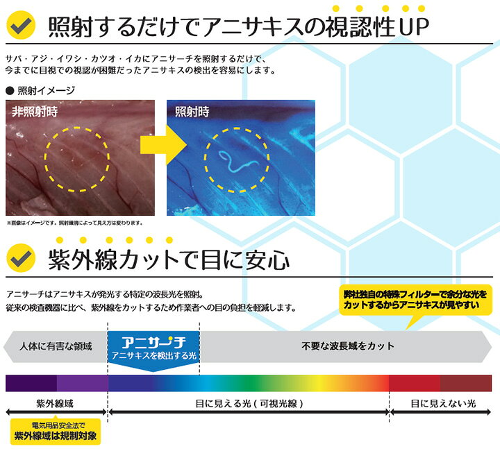 楽天市場】OKAMURA アニサキス検出用 LED ハンディライト 