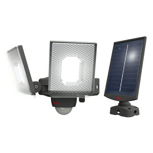 ムサシ RITEX スライド型LEDソーラーセンサーライト ソーラー充電 太陽光+USB充電 7.5W×2灯 1200lm(最大時) 明るさ切り替え IP44 屋内・屋外兼用 人感センサー 明暗センサー 防犯
