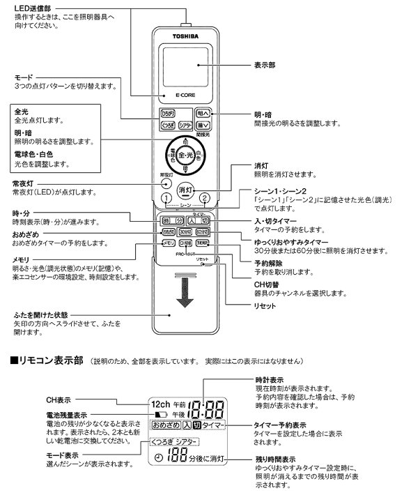楽天市場】東芝 照明器具用リモコン LEDシーリングライト用 電池 