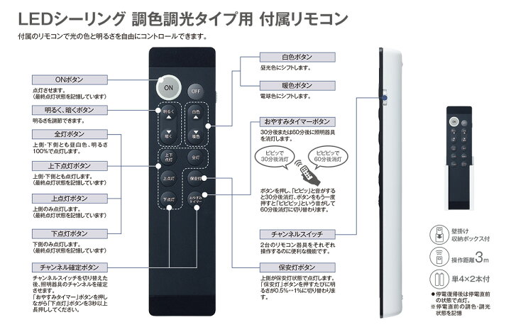 楽天市場】DAIKO LEDシーリング 調色調光タイプ用 付属 